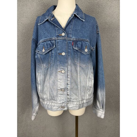 Levi's Women's 90s Trucker Jacket Denim Gradient Front Button Medium NWT"s. - Picture 1 of 8